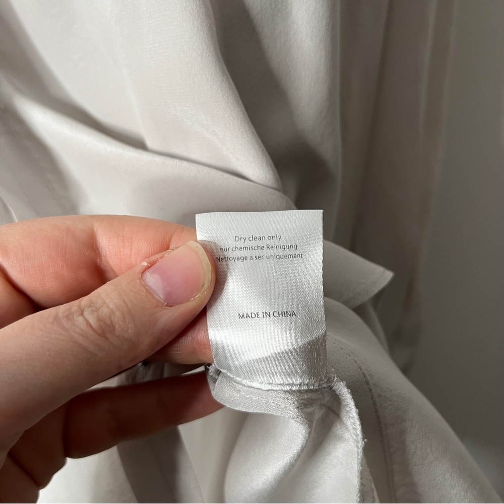 Poetry Gray Silk Blouse Long Sleeve Layered Button Front Women's 16 - Picture 7 of 9